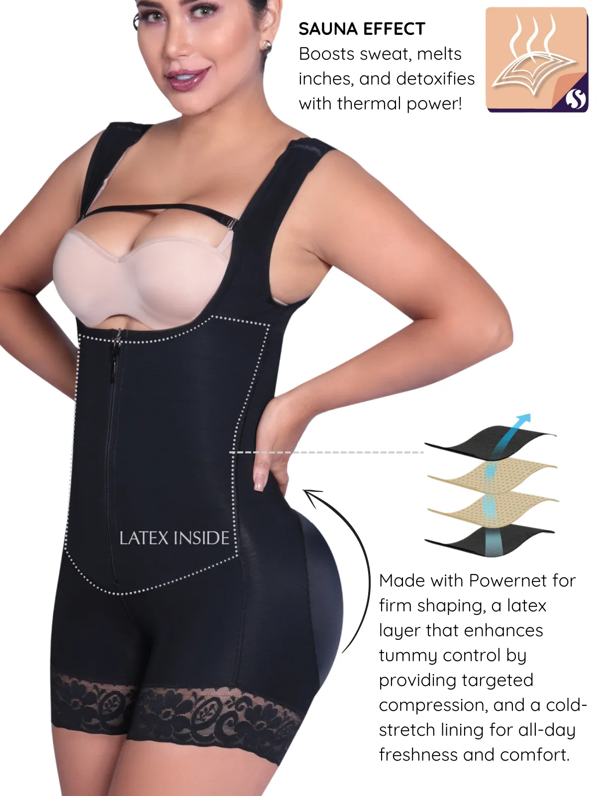 Siluet 1028 Bodysuit Slimming Shaper with Latex – Full Body Control & Everyday Comfort