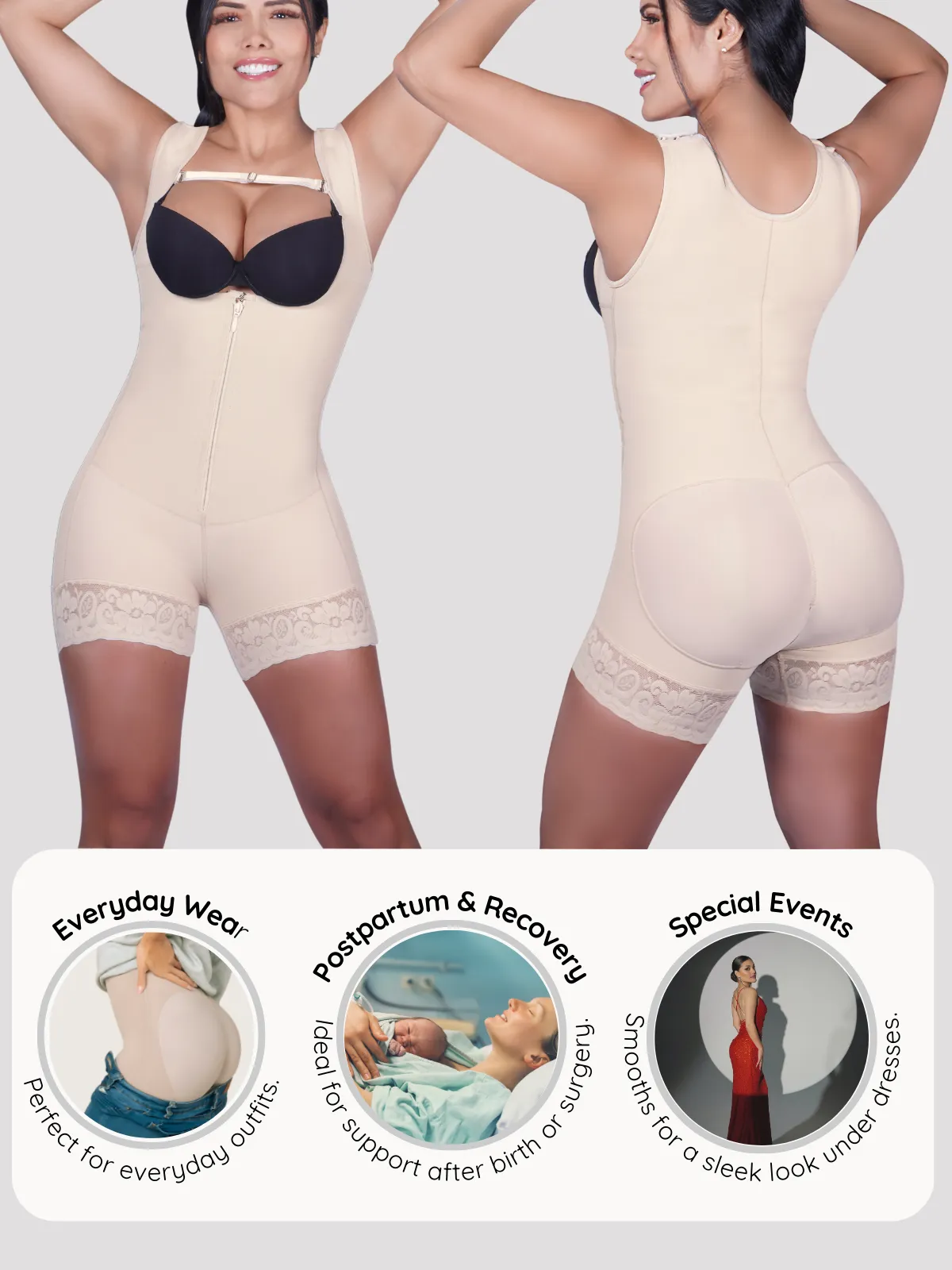 Siluet 1028 Bodysuit Slimming Shaper with Latex – Full Body Control & Everyday Comfort