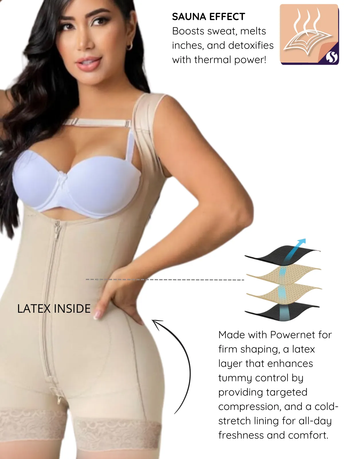 Siluet 1028 Bodysuit Slimming Shaper with Latex – Full Body Control & Everyday Comfort