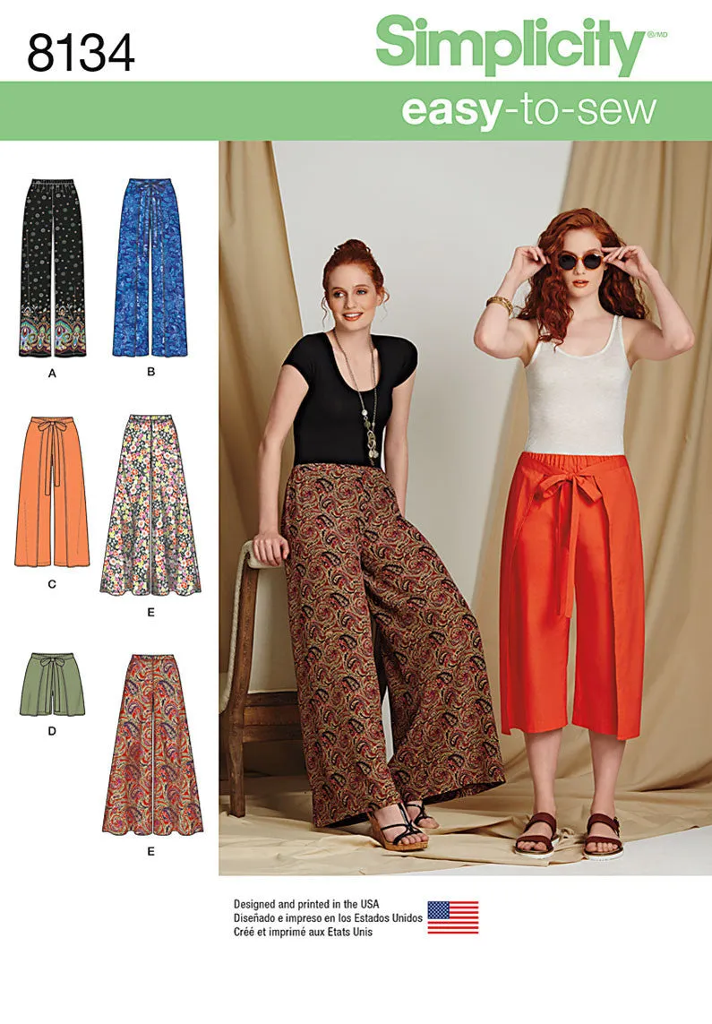 Simplicity Pattern 8134 Misses' Easy-to-Sew trousers