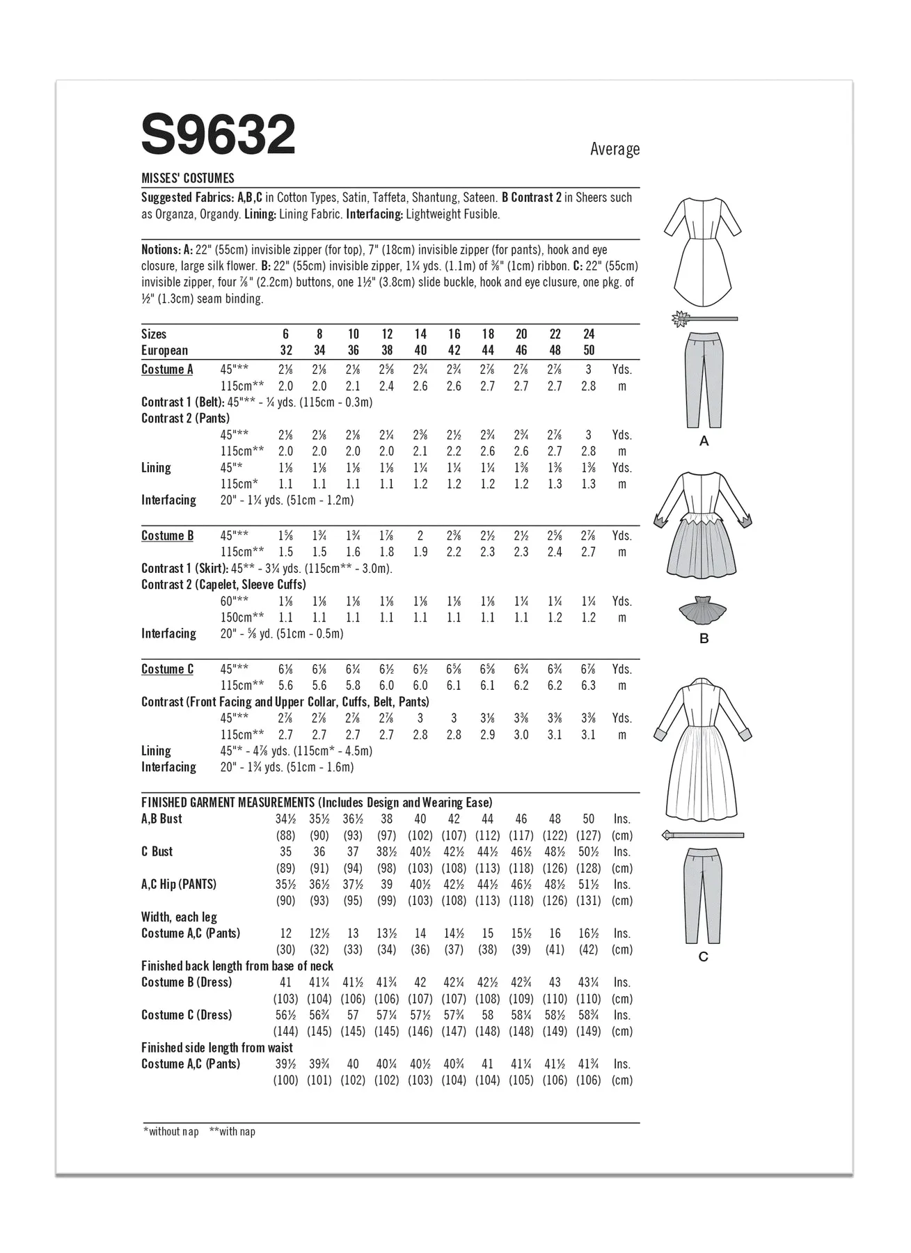 Simplicity Pattern S9632 Misses' Costumes