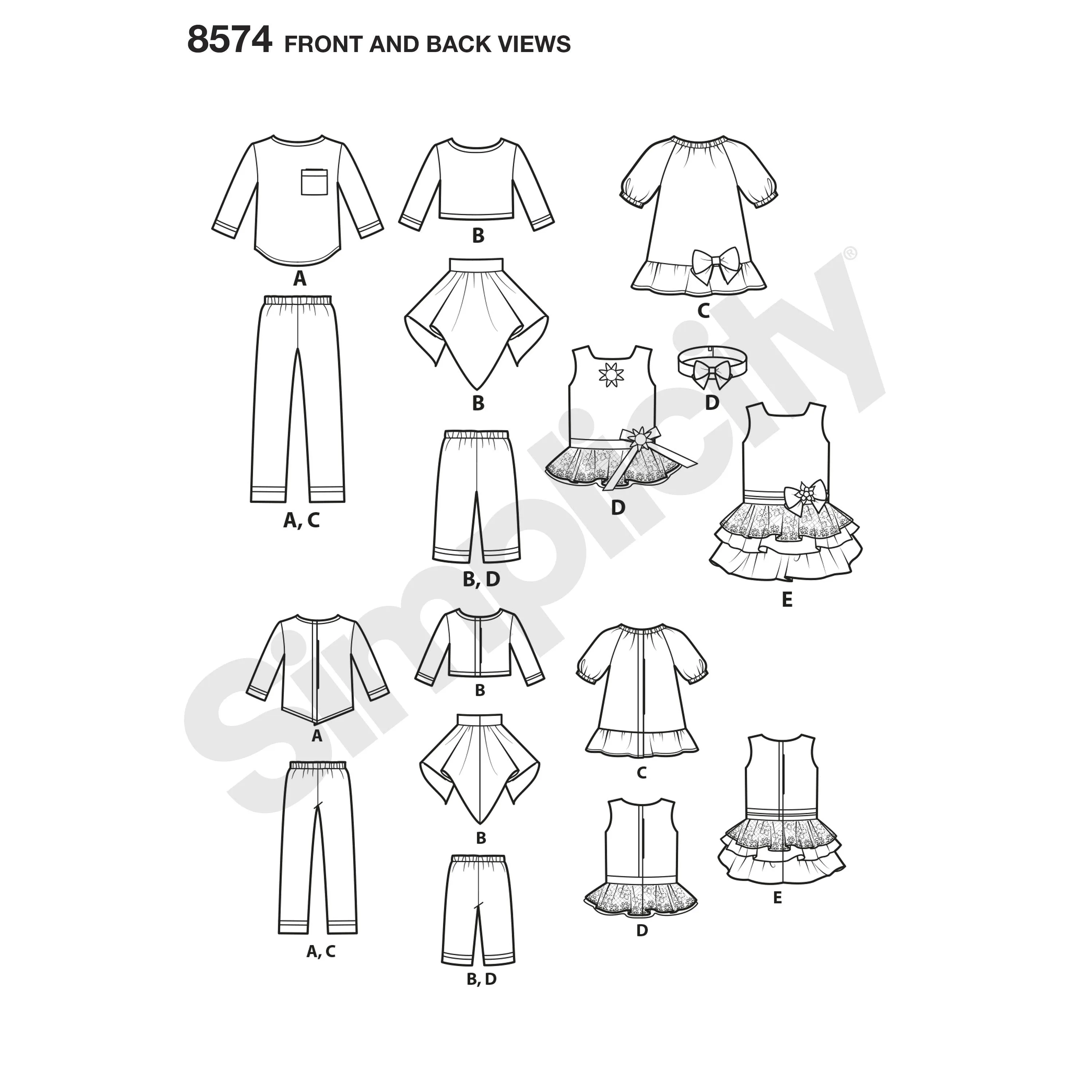 Simplicity Sewing Pattern 8574 doll clothes