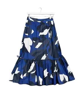 Size S | Morrison Blue Grey and White Midi Skirt