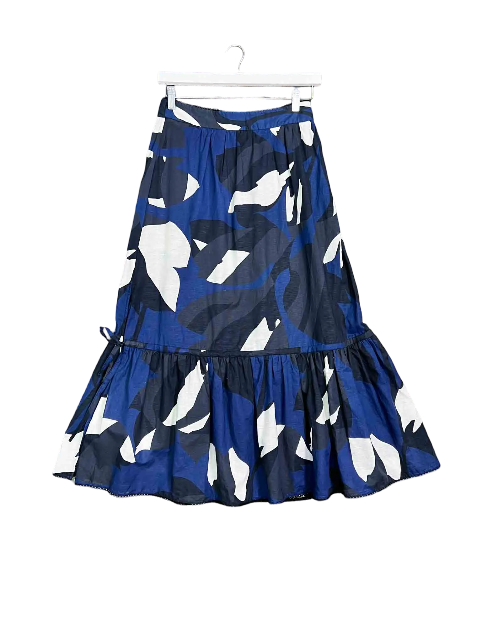 Size S | Morrison Blue Grey and White Midi Skirt