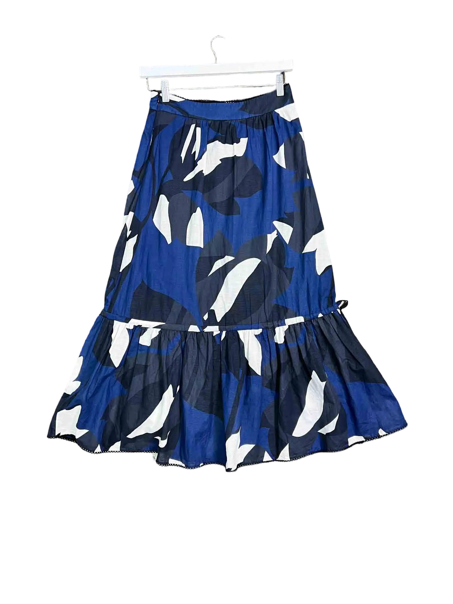 Size S | Morrison Blue Grey and White Midi Skirt