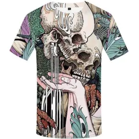 Skull T shirts Men Flower T-shirts 3d Character Shirt Print Harajuku Tshirts Novelty Animal Tshirt Printed Short Sleeve summer