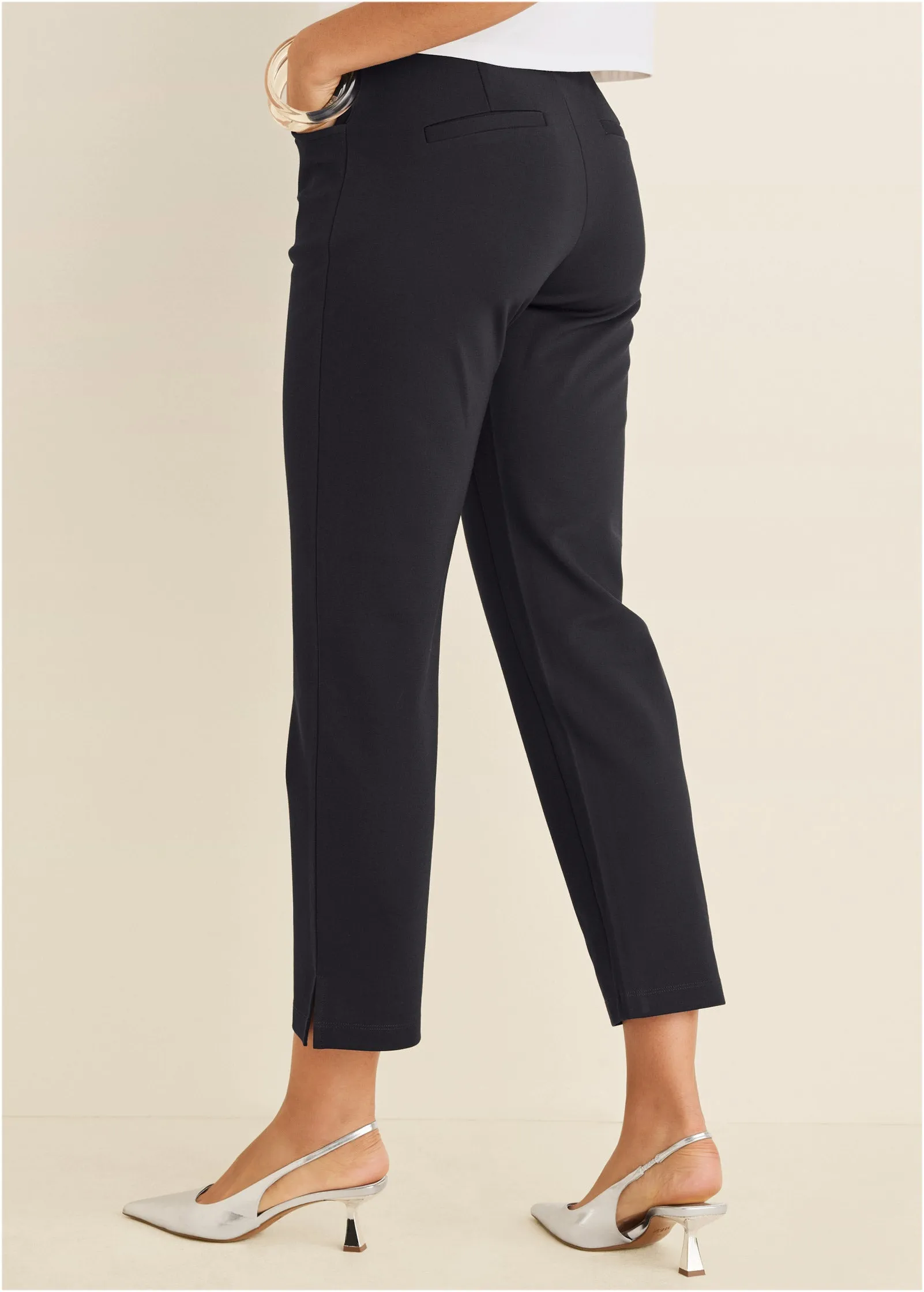 Smoothing Ponte Straight Leg Pants - Black