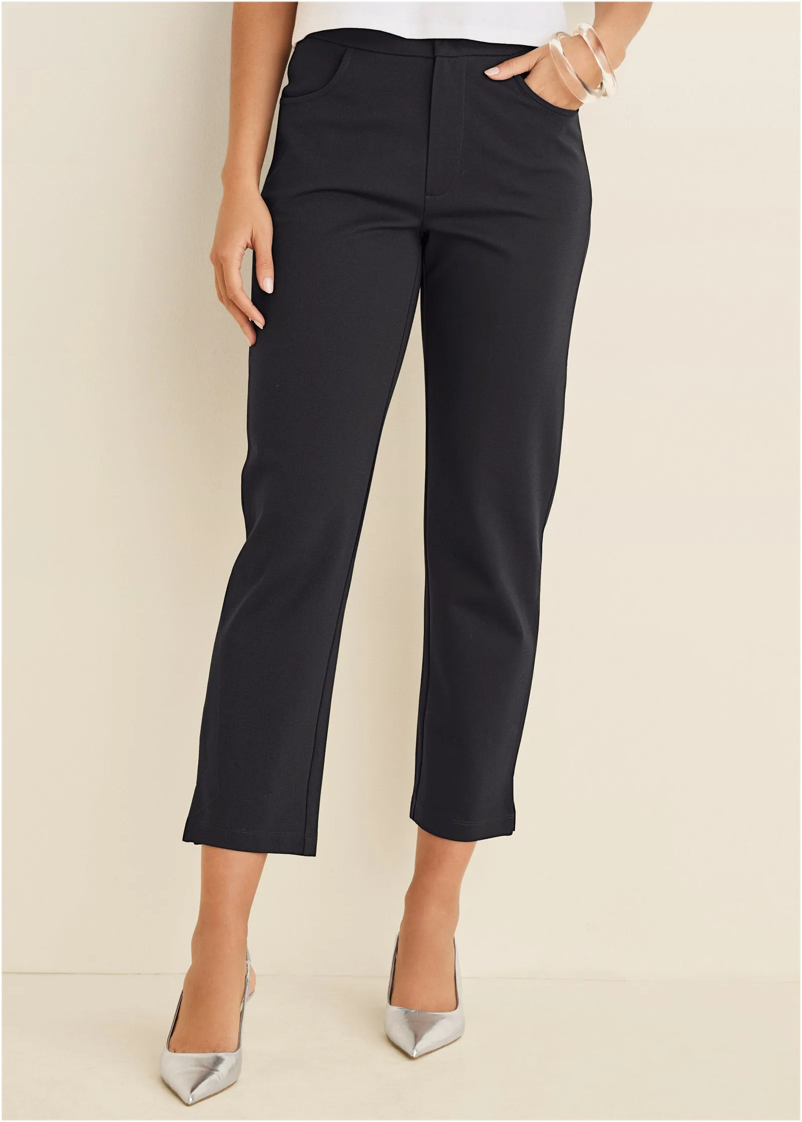 Smoothing Ponte Straight Leg Pants - Black