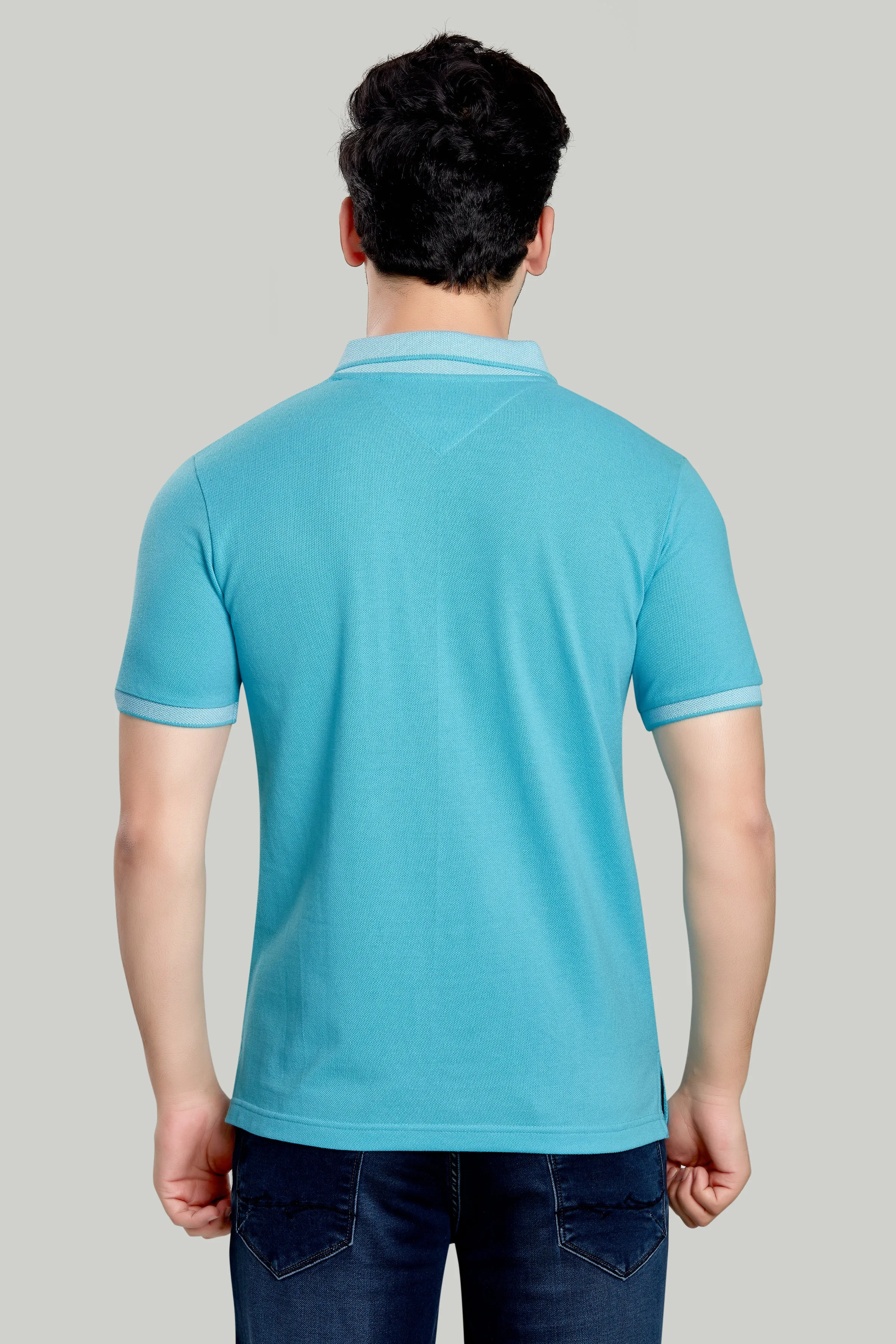 Solid Polo With Jacquard Collar