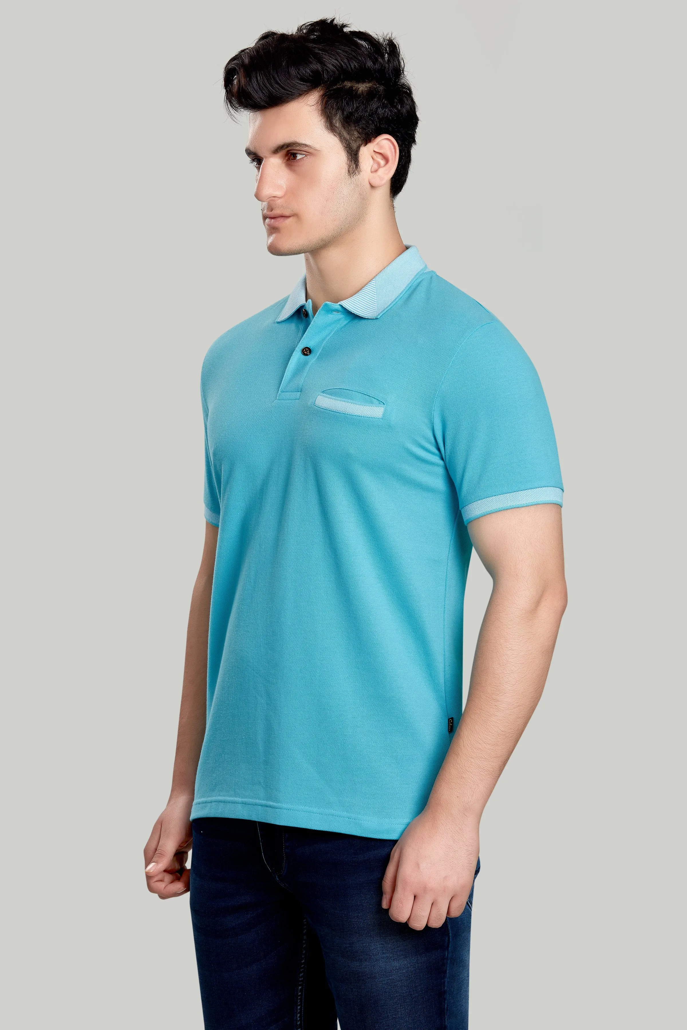 Solid Polo With Jacquard Collar