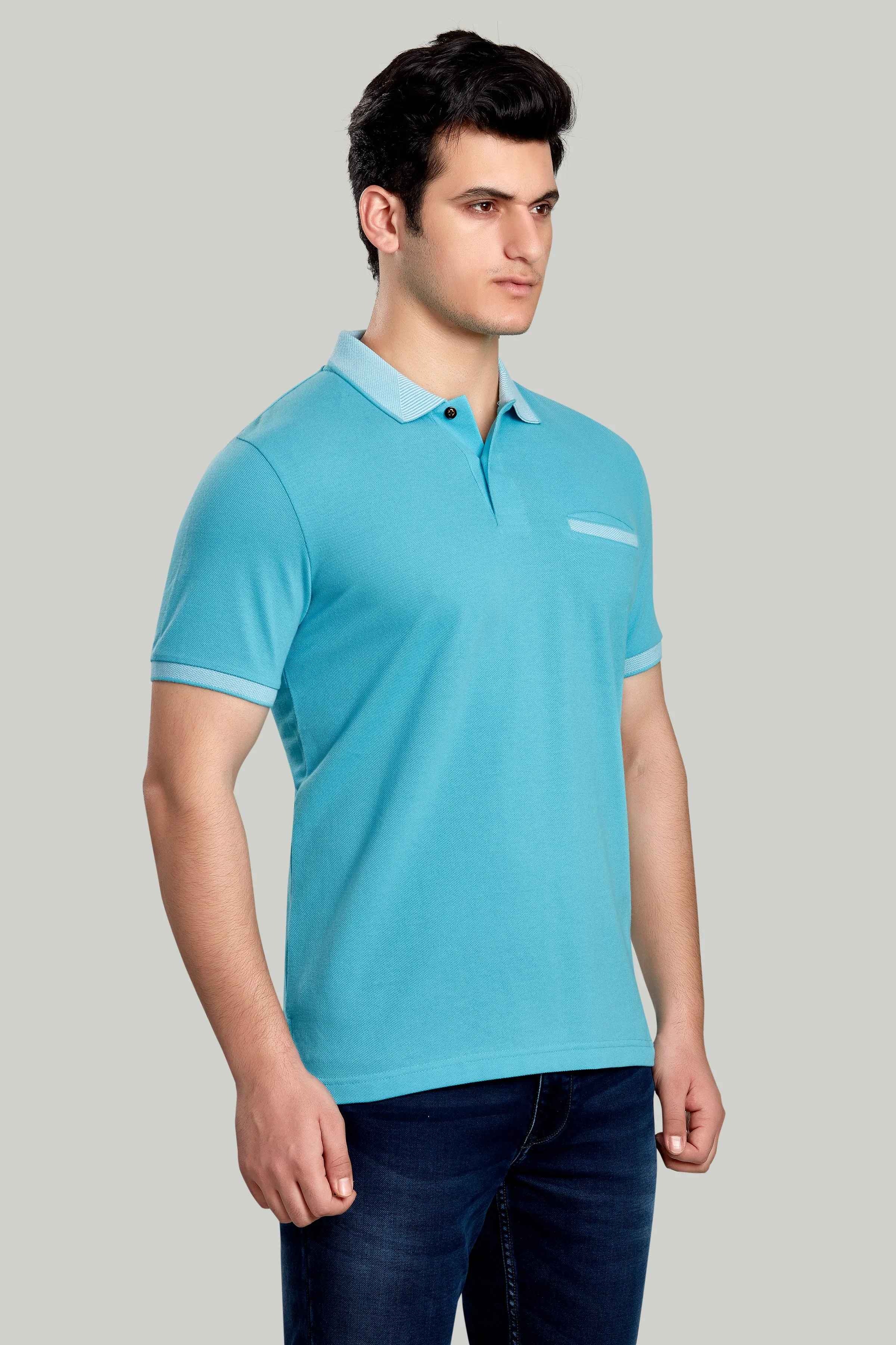 Solid Polo With Jacquard Collar