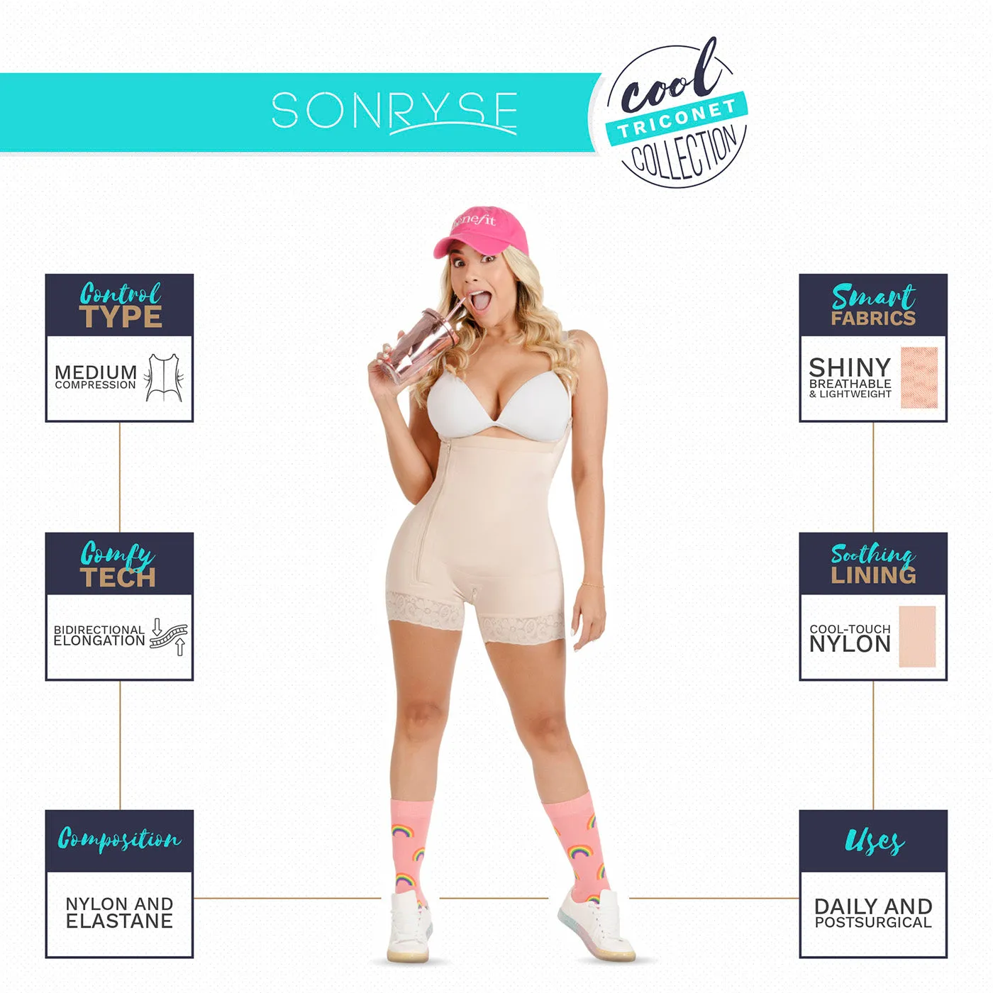 SONRYSE TR103 Shapewear Bodysuit With Sleeves For Post Surgery