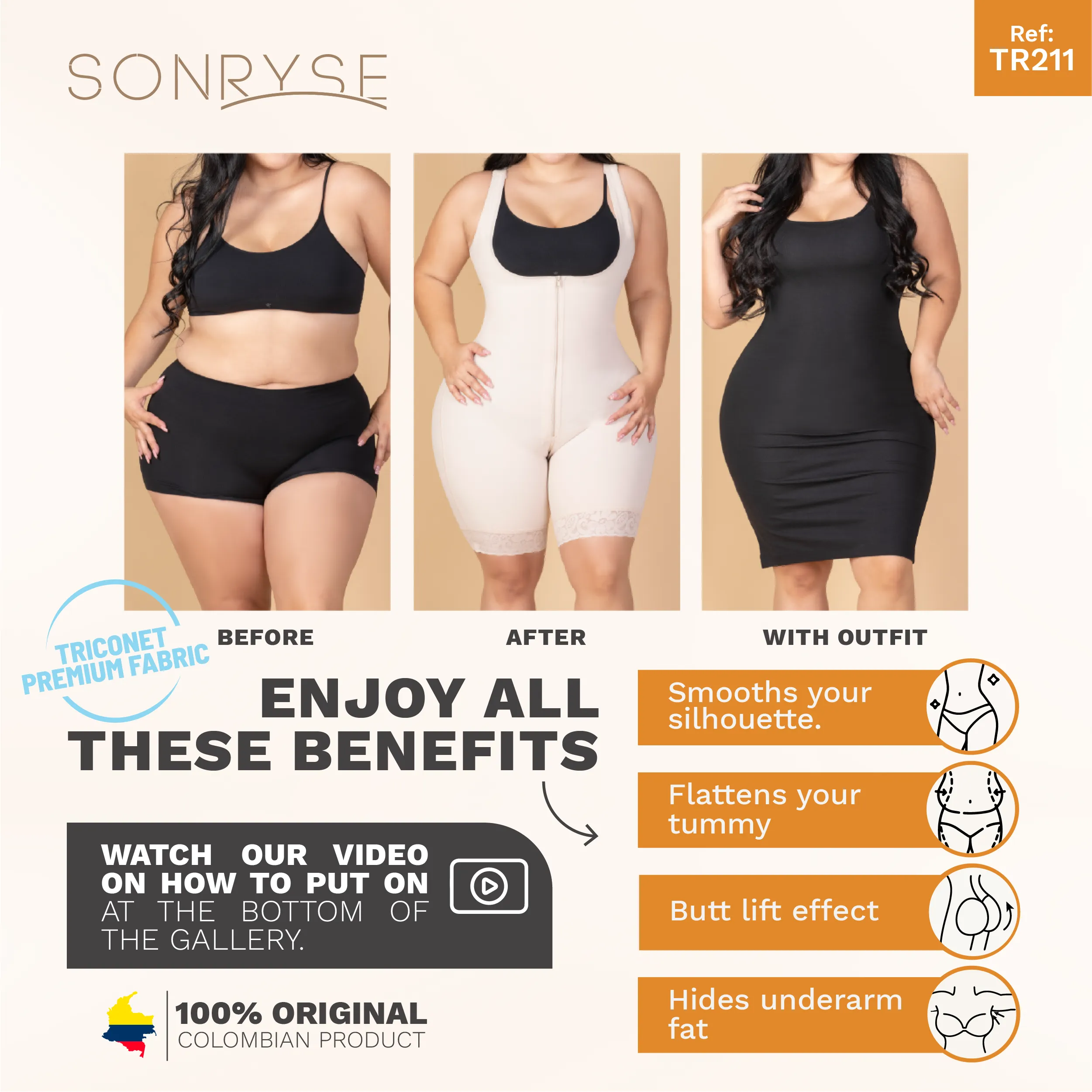 SONRYSE TR211 Post Surgery Body Shapers Open Bust Bodysuit