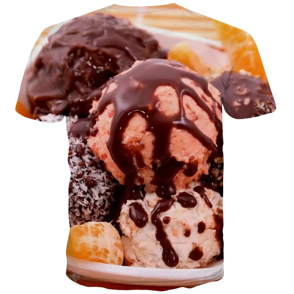 Sweet T-shirt Men Gourmet Tshirt Anime Icecream T-shirts 3d Colourful Tshirts Casual