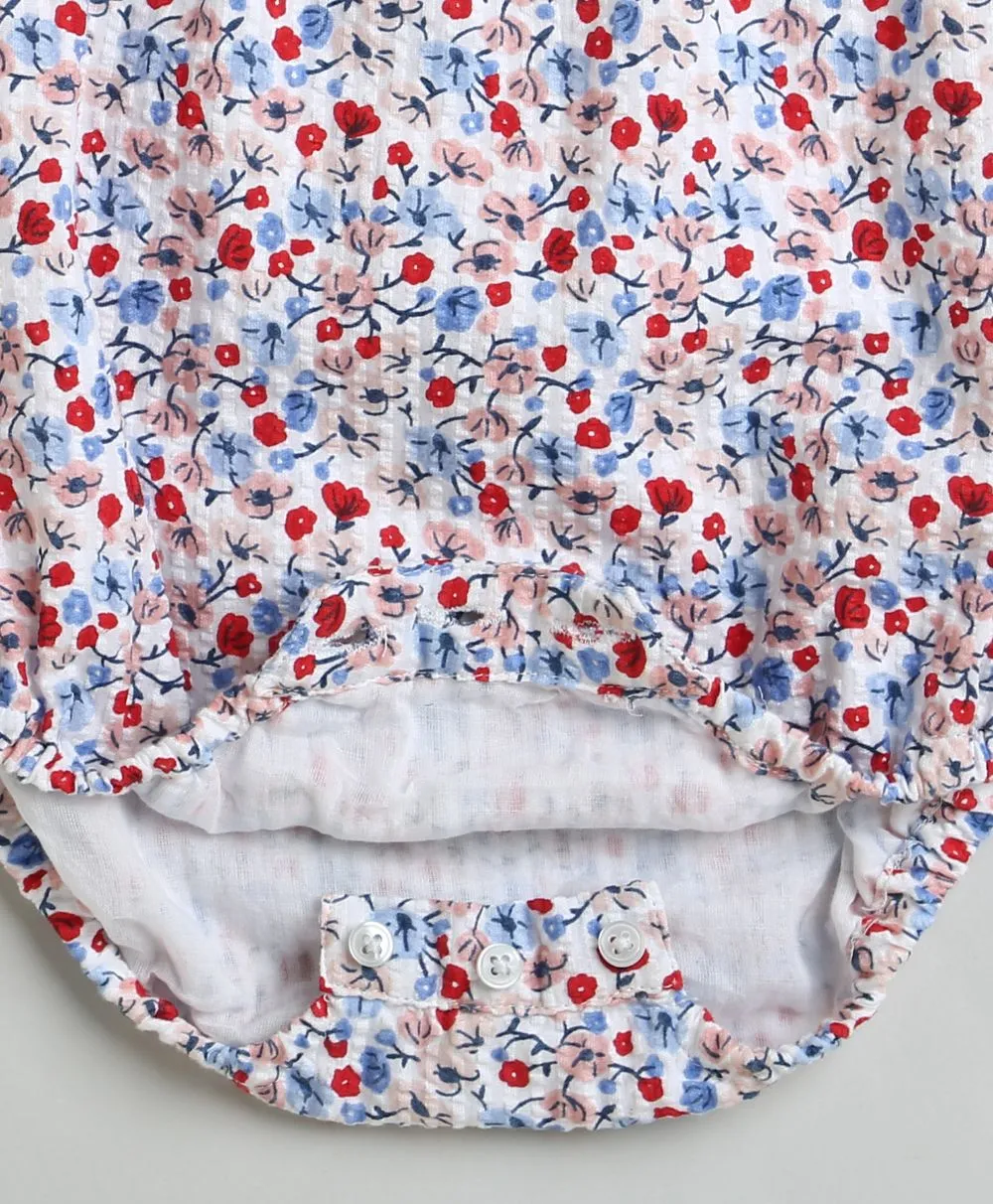 Sweetlime By AS Red & Blue Floral Print Organic Cotton Bodysuit