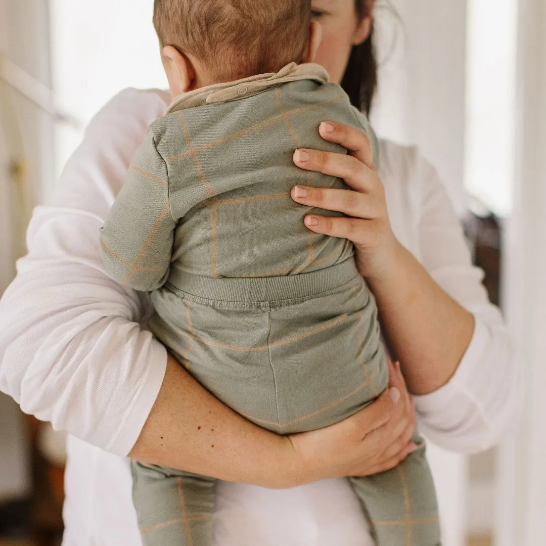 Swiss Check Bodysuit and Pant Set - Marine Green