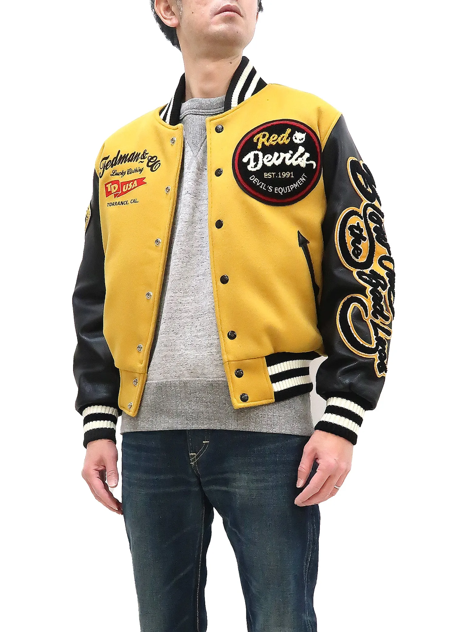 Tedman Varsity Jacket Men's Letterman Jacket Custom Award Jacket TDJ-23000 Mustard/Black