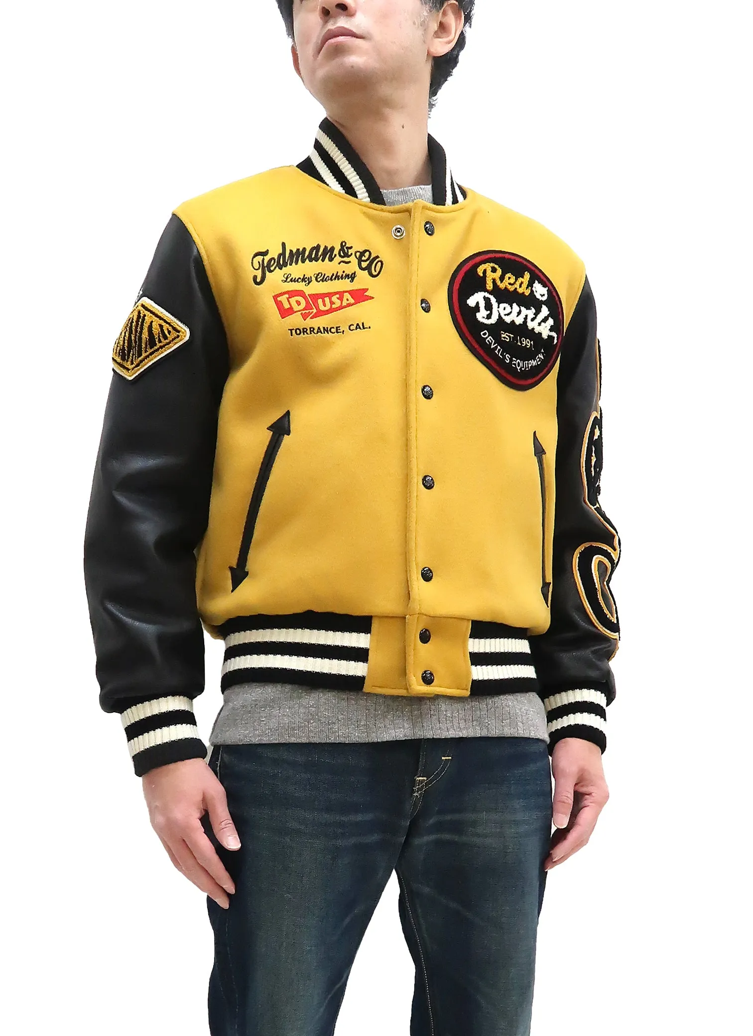 Tedman Varsity Jacket Men's Letterman Jacket Custom Award Jacket TDJ-23000 Mustard/Black