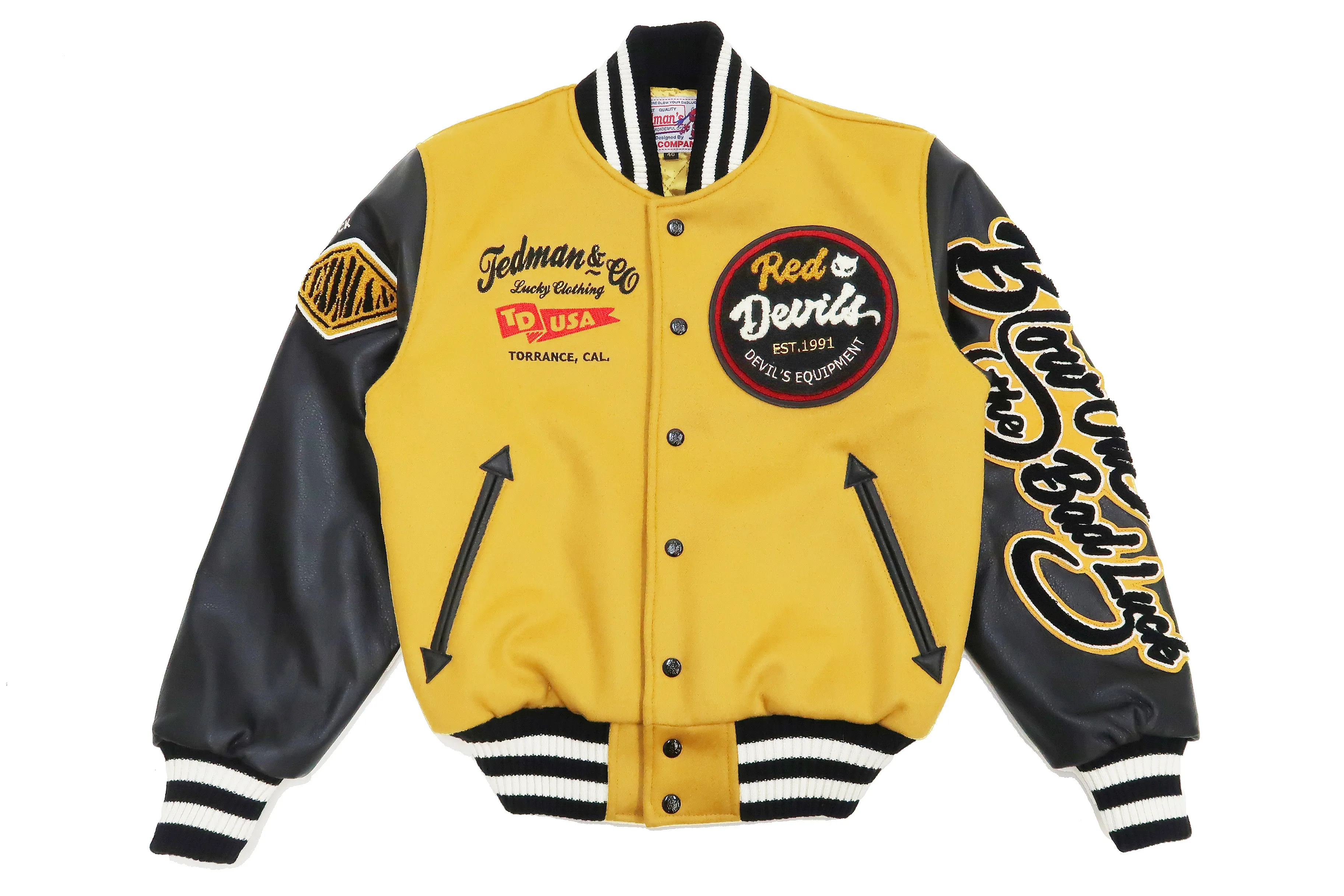 Tedman Varsity Jacket Men's Letterman Jacket Custom Award Jacket TDJ-23000 Mustard/Black