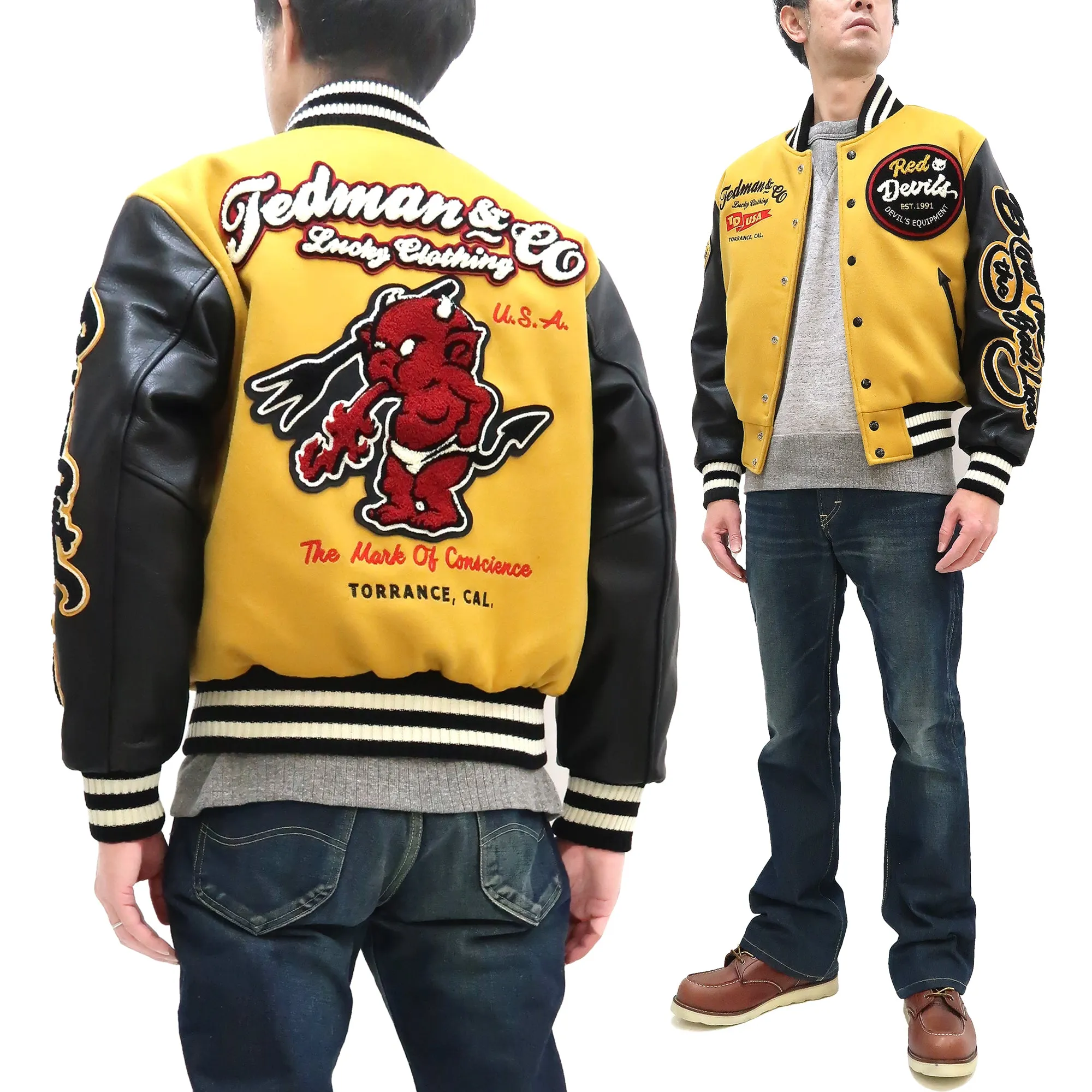 Tedman Varsity Jacket Men's Letterman Jacket Custom Award Jacket TDJ-23000 Mustard/Black