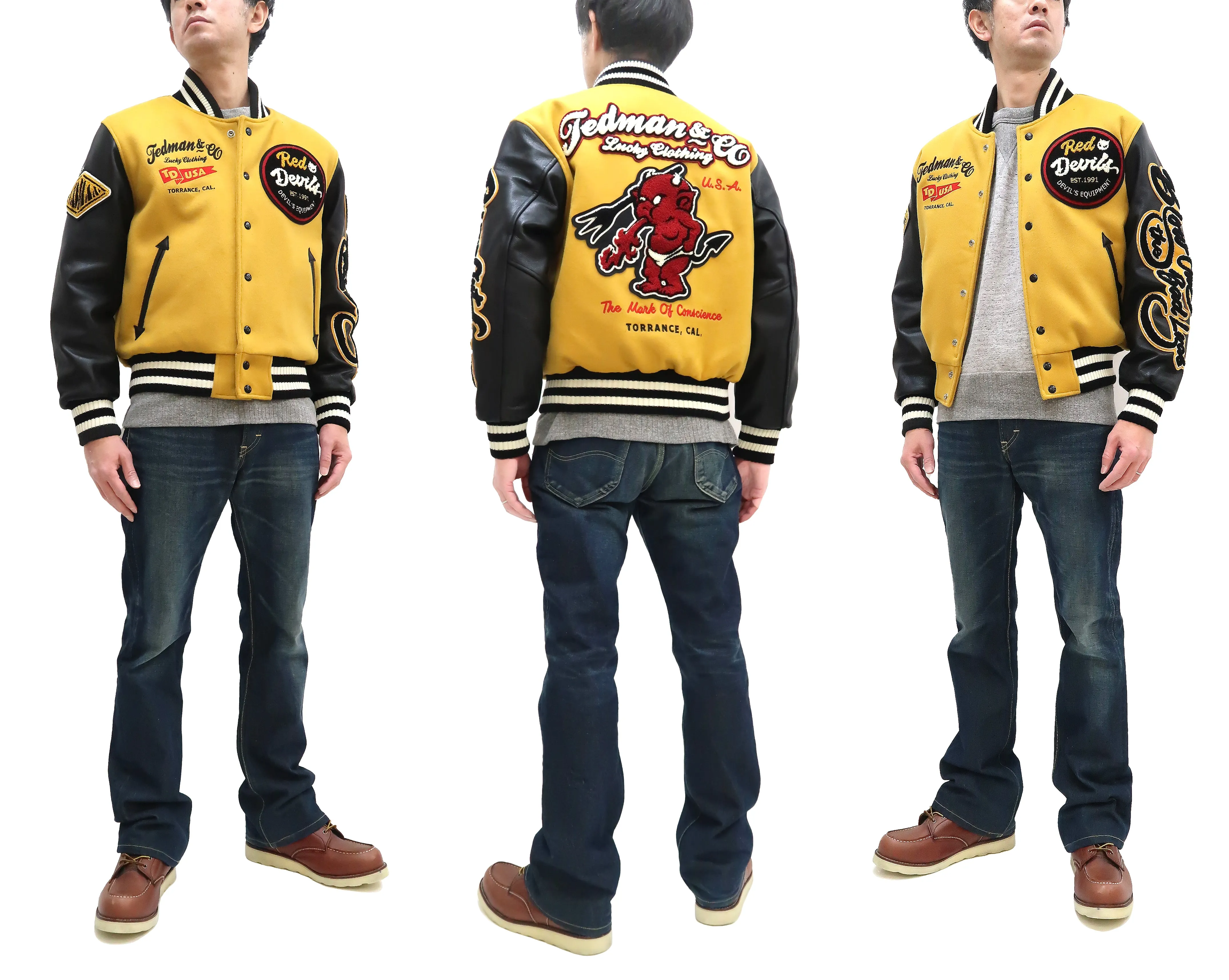 Tedman Varsity Jacket Men's Letterman Jacket Custom Award Jacket TDJ-23000 Mustard/Black