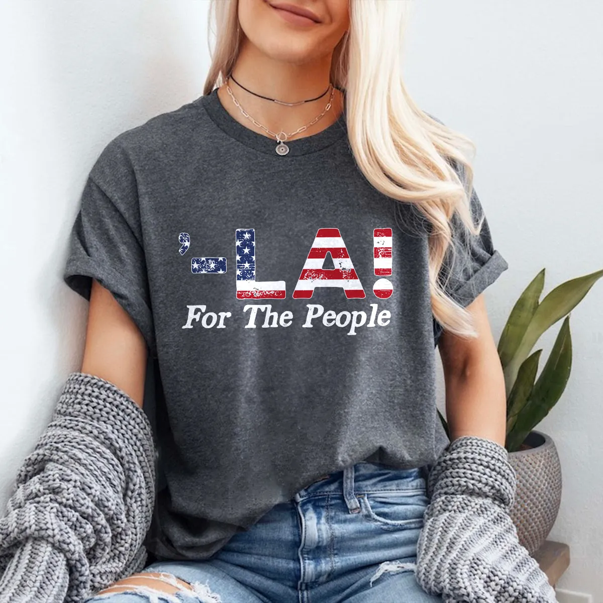 Teesdily | Comma La Shirt, Comma La For The People Sweatshirt Hoodie Mug, American Flag T-shirt, Support First Women Tee, Patriot Gift For Men Women