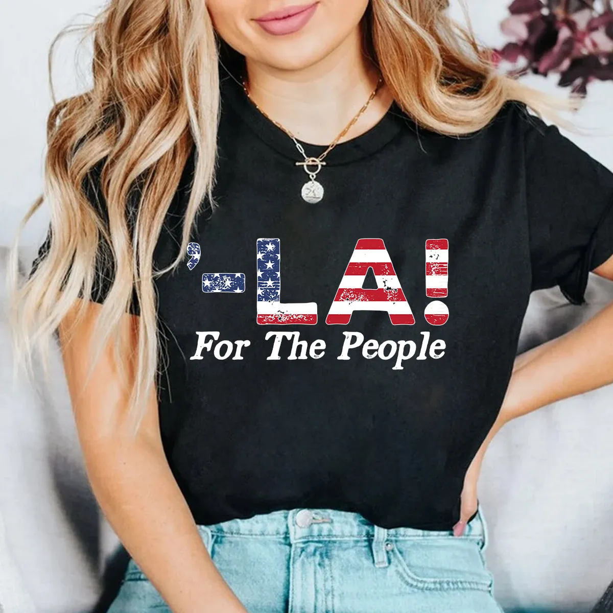 Teesdily | Comma La Shirt, Comma La For The People Sweatshirt Hoodie Mug, American Flag T-shirt, Support First Women Tee, Patriot Gift For Men Women