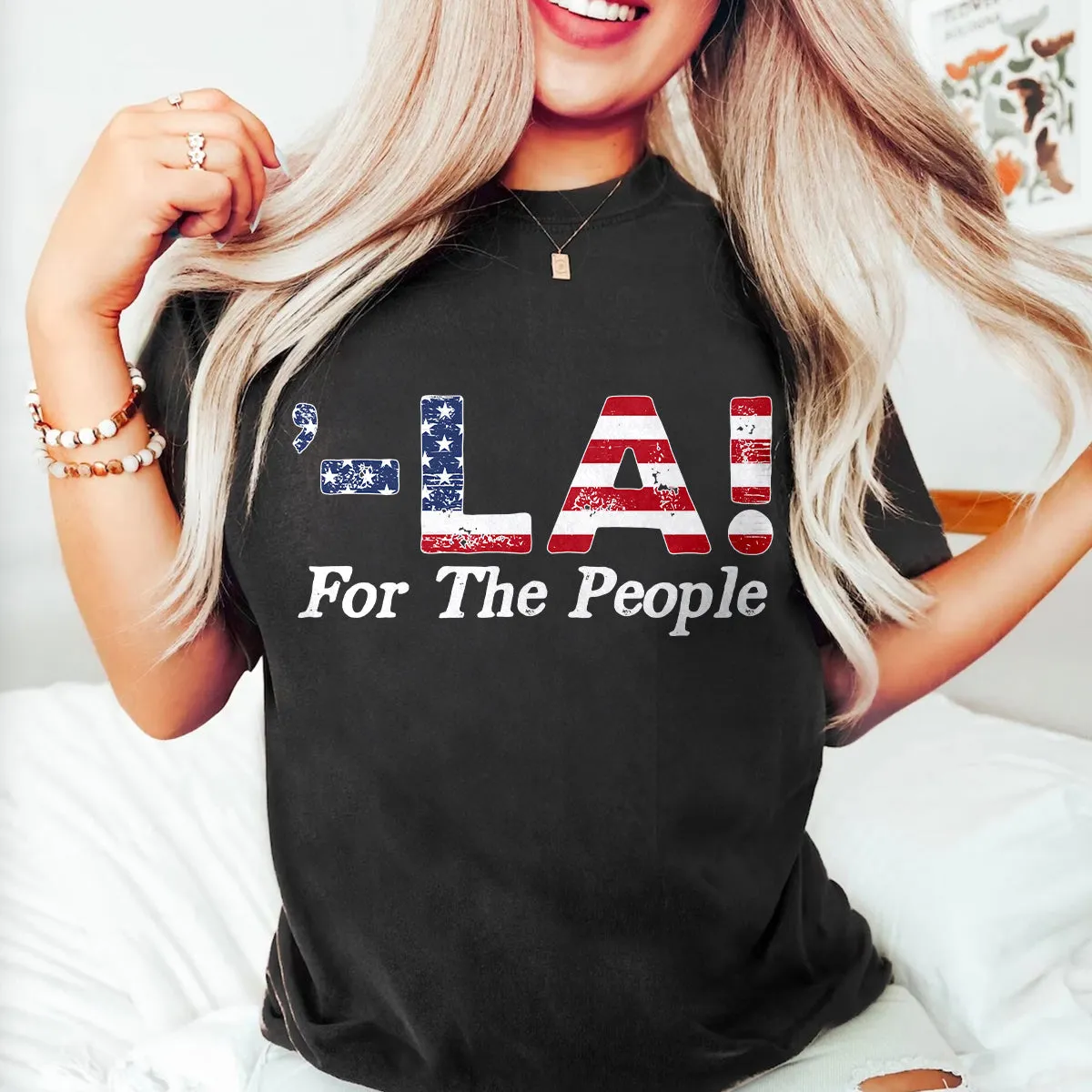 Teesdily | Comma La Shirt, Comma La For The People Sweatshirt Hoodie Mug, American Flag T-shirt, Support First Women Tee, Patriot Gift For Men Women