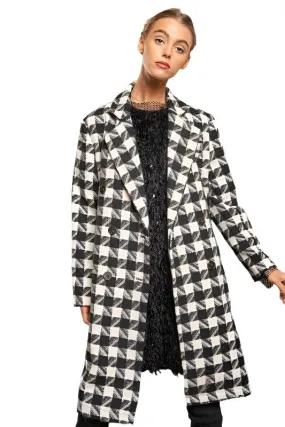 Textured Knit Tweed Double Button Coat Jacket