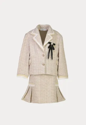 Tweed Lurex Double Breasted Blazer And Skirt Sets