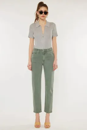 Ultra High Rise 90's Olive Straight Leg Jeans-CLEARANCE