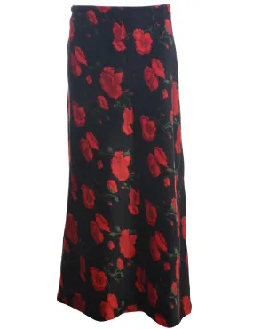 Velvet Floral Midi Skirt - L