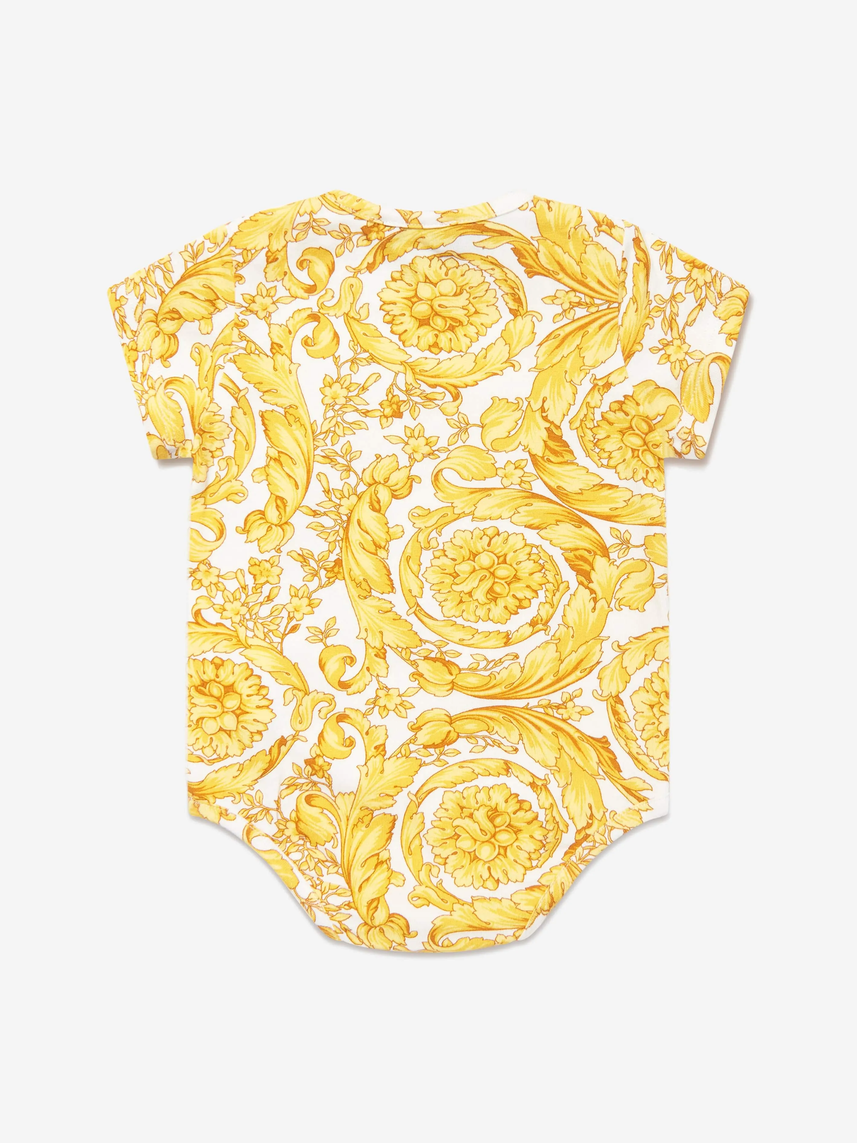 Versace Baby Barocco Print Bodysuit in Gold