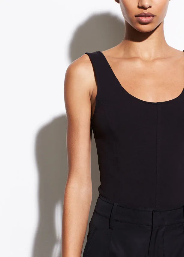 Vince - Seamed Scoop Neck Bodysuit Black