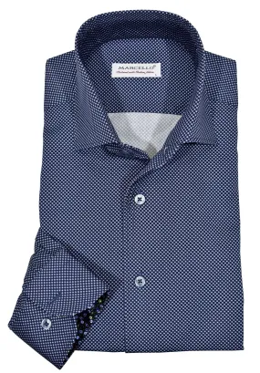 WM605R Slim Fit Navy Dot Roll Collar