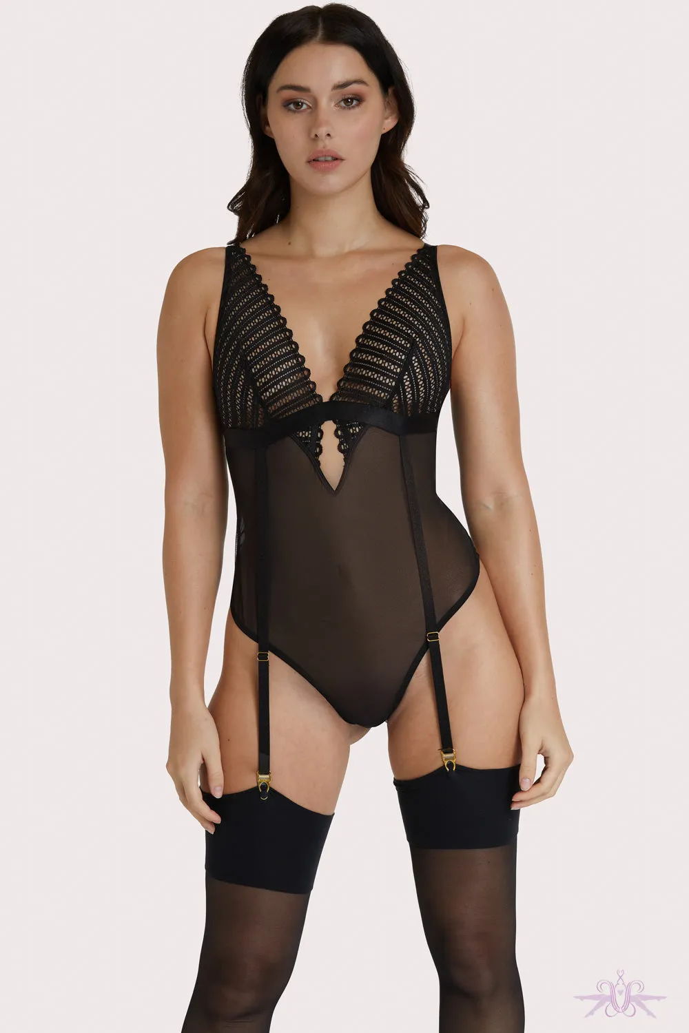 Wolf and Whistle Lacie Black Suspender Bodysuit