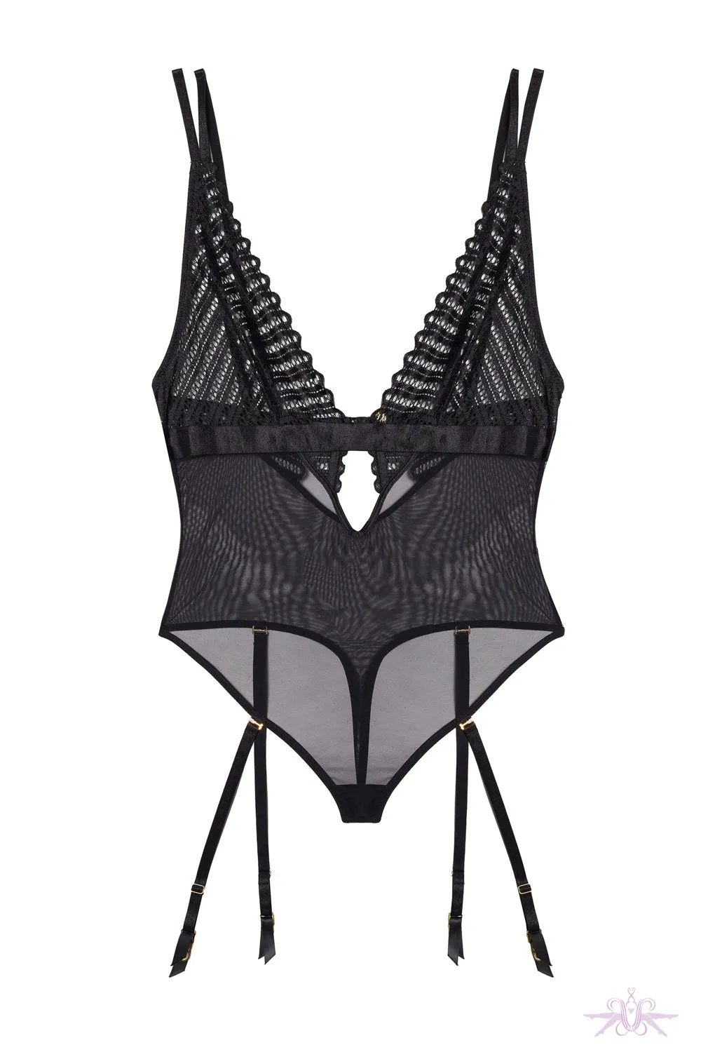 Wolf and Whistle Lacie Black Suspender Bodysuit