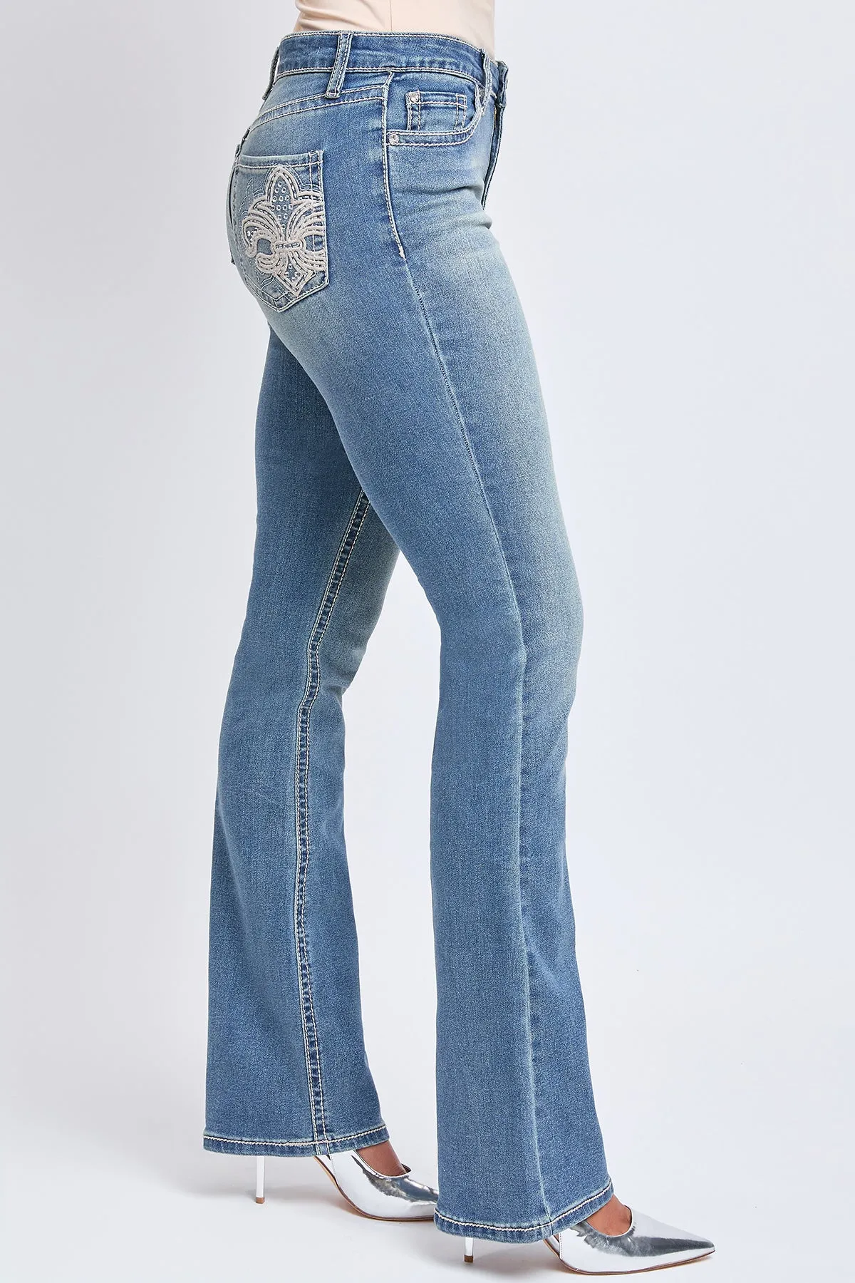 Women's Heavy Stitch Mid Rise Bootcut Stud Jeans