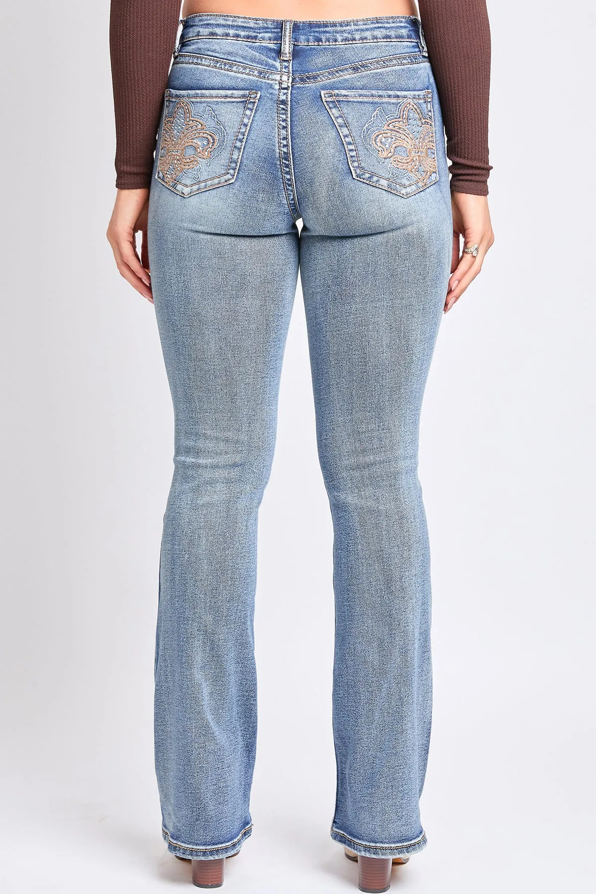 Women's Heavy Stitch Mid Rise Bootcut Stud Jeans