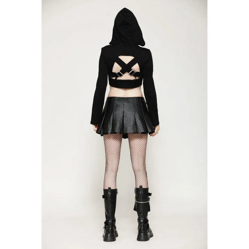 Women's Punk Buckle-up Eyelets Short Skirt