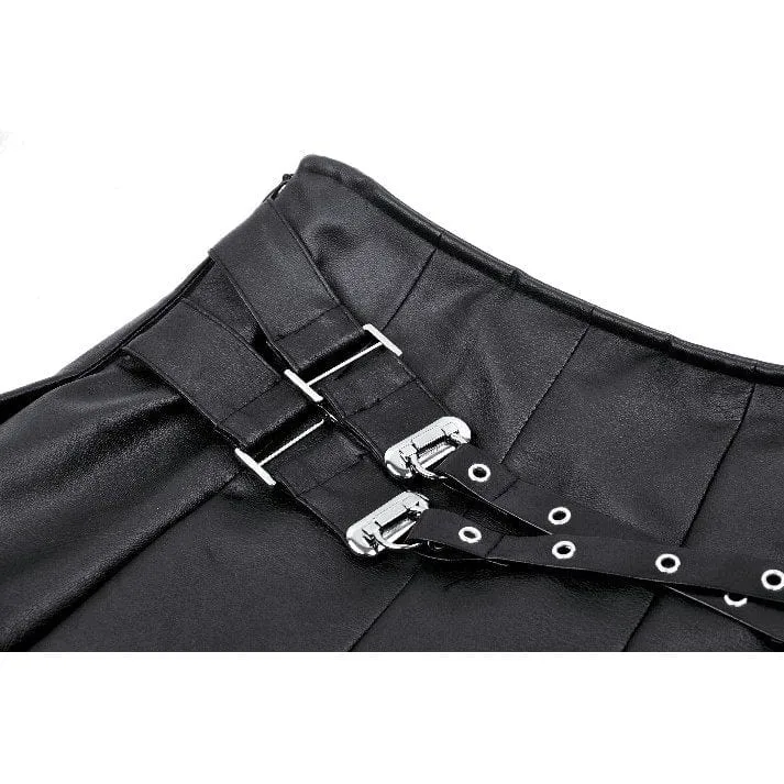 Women's Punk Buckle-up Eyelets Short Skirt