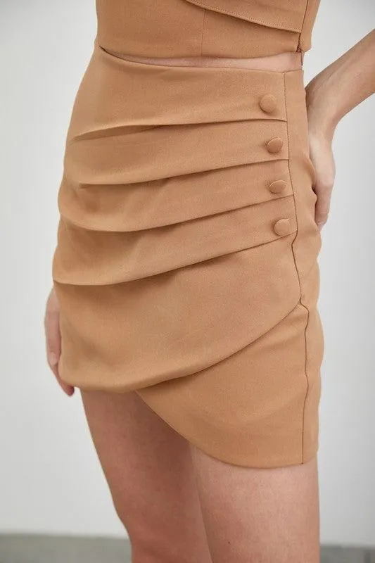 Womens Wrap Pleated Front Skirt